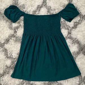 Off the Shoulder Emerald Green Babydoll Top